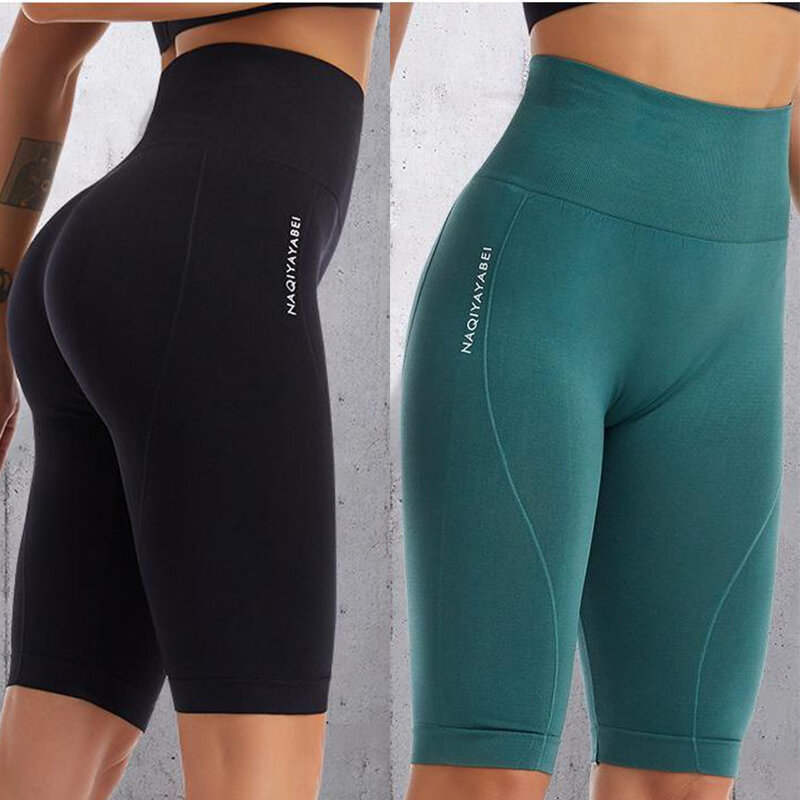 THUNSHION-pantalones cortos deportivos de cintura alta para mujer  ropa deportiva sin costuras de secado rápido para adelgazar  Yoga  levantamiento de cadera entrenamiento 209