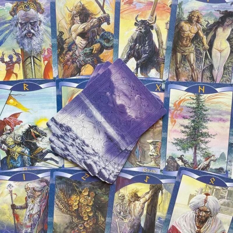 24 hojas de tarjetas de oráculo, runas Veriosn en inglés