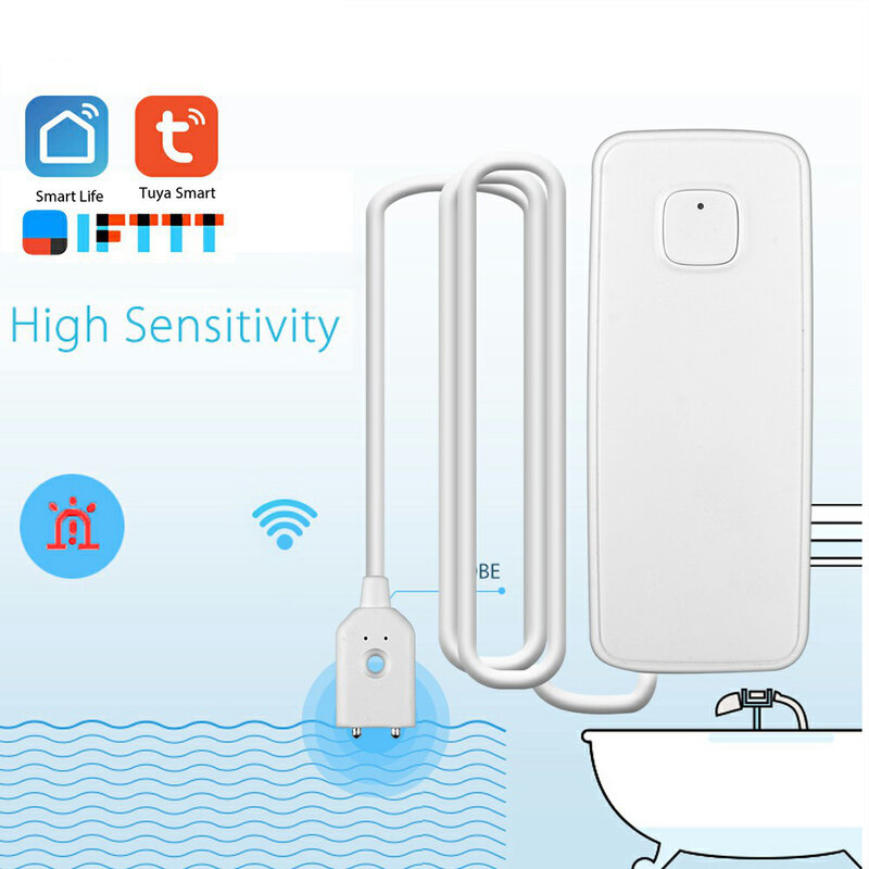 Tuya WiFi Smart sensore di perdite d'acqua rilevatore di livello di troppopieno d'acqua sistema di allarme acustico protezione di sicurezza contro le perdite di inondazione casa intelligente