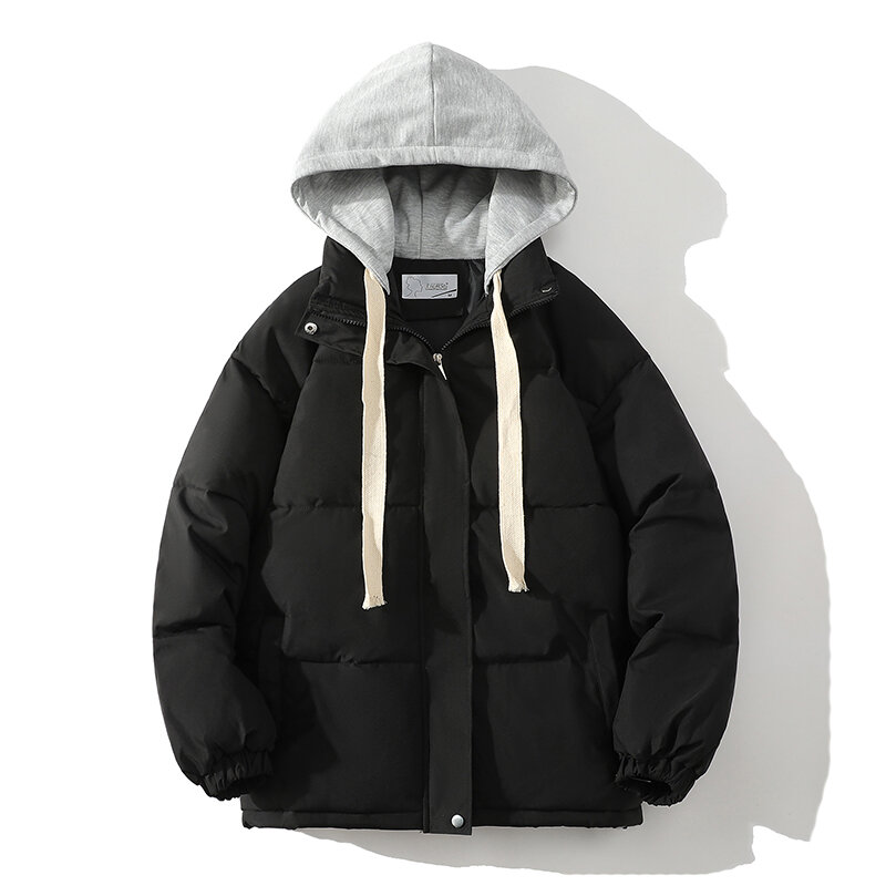 Black Puffer Jacket Men Winter Hooded Padded Jackets Windbreaker Waterproof Outdoor Jackets Woman Parka Coats New Streetwear