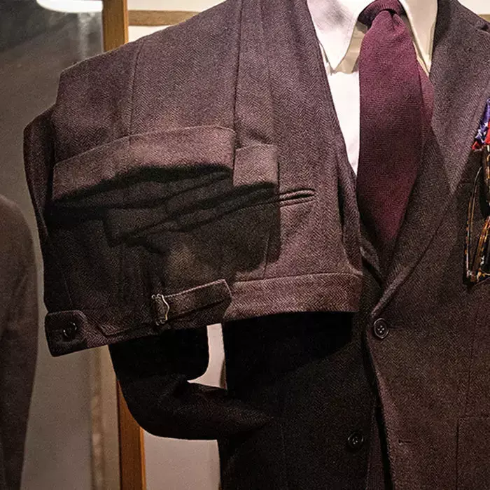 2023 jesienno-zimowe męskie spodnie długie spodnie wełniane tweedowe klasyczne biuro proste męskie Retro garnitur w jodełkę Q16