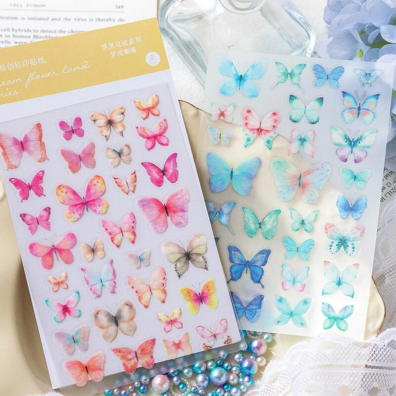 2 Sheets Vintage Rub On Transfers Butterfly Stickers Flower Deco Sticker For Crafts Fabric Journaling Dairy Scrapbooking Planner