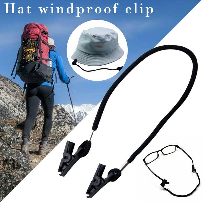 Держатель-клипса для шляпы, рыболовные кепки, фиксаторы для очков, держатель-клипса для поводка, черный нейлоновый шнур и пластиковые ветрозащитные клипсы