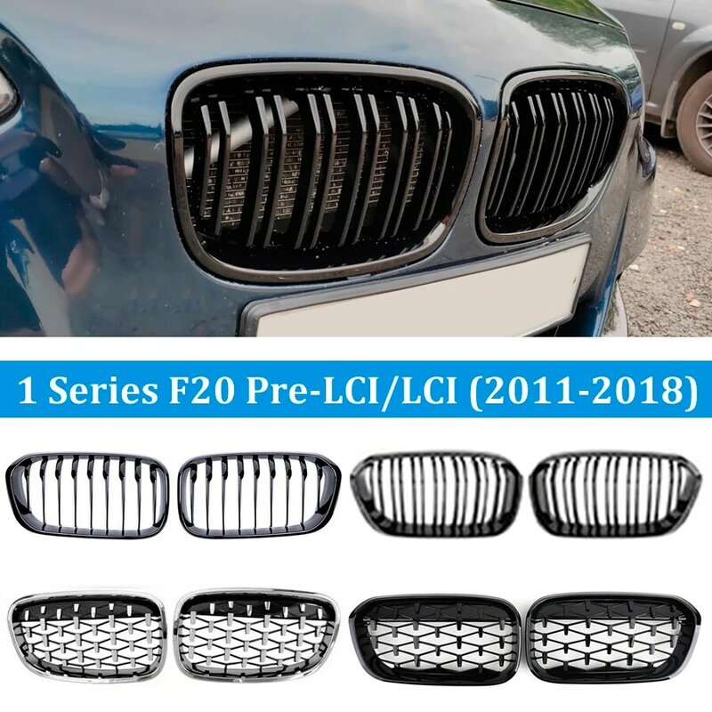 Car Front Grille Grills Gloss Black for BMW 1 Series F20 m140i 118d F21 2011 2012 2013 2014 2015 2016 2017 2018 Accessories