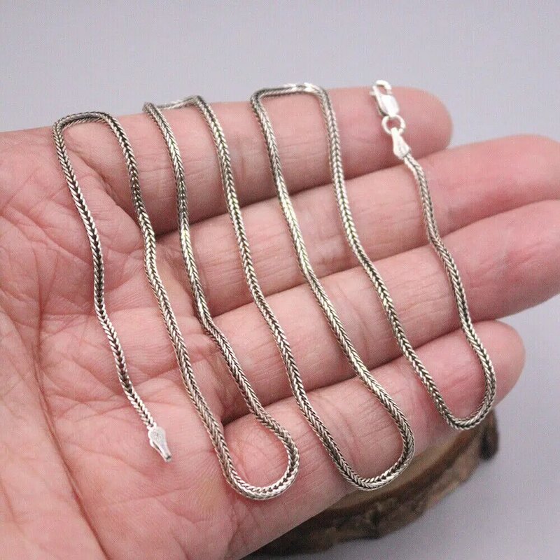 Real 925 Sterling Silver Necklace 1.8mm Wheat Link Chain 23.6INCH Classic Chain