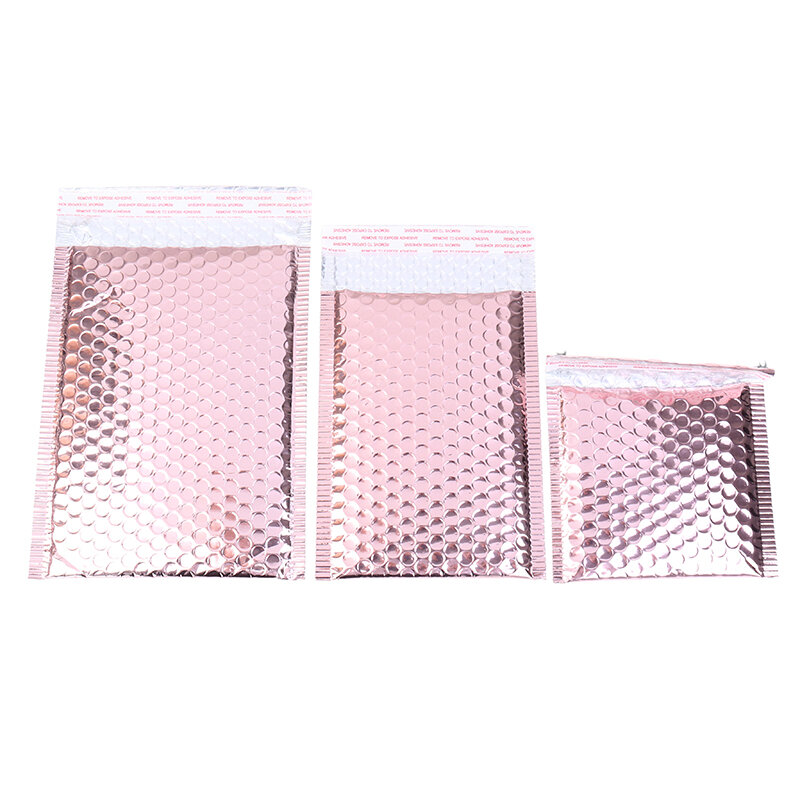 Sobres de burbujas de plástico de oro rosa, 10 piezas, sobres acolchados de envío, bolsas de burbujas impermeables para embalaje de regalo