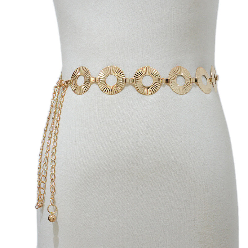 Cinturón de cadena de Metal para mujer, Color dorado, elegante, único, alta calidad, decoración de vestido femenino