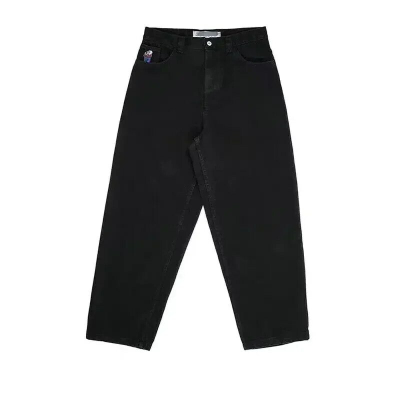 Джинсы с вышивкой в стиле Харадзюку, мешковатые джинсы в стиле хип-хоп для больших мальчиков Y2K, брюки в готическом стиле с завышенной талией в стиле Харадзюку