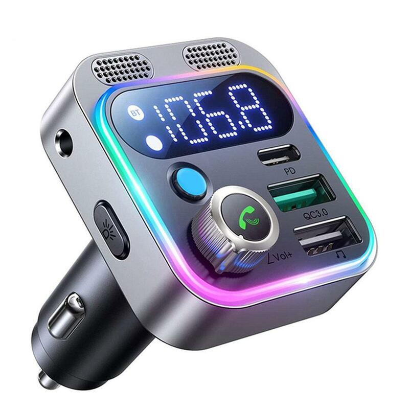 Transmissor FM para carro, Bluetooth 5.3, Carregador de carro USB 4 portas, Tipo C, PD, 250W, Adaptador de carregamento rápido para Huawei, OPPO, Oneplus, iPhone 14