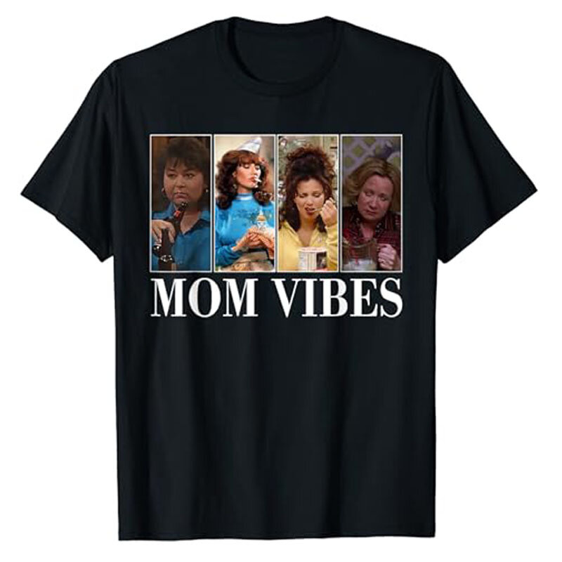 90’s Mom Vibes Funny Mom Life Mother's Day Wife Gift T-Shirt Women's Fashion 90s Mama Tee Top Retro Style Humorous Mommy Outfits