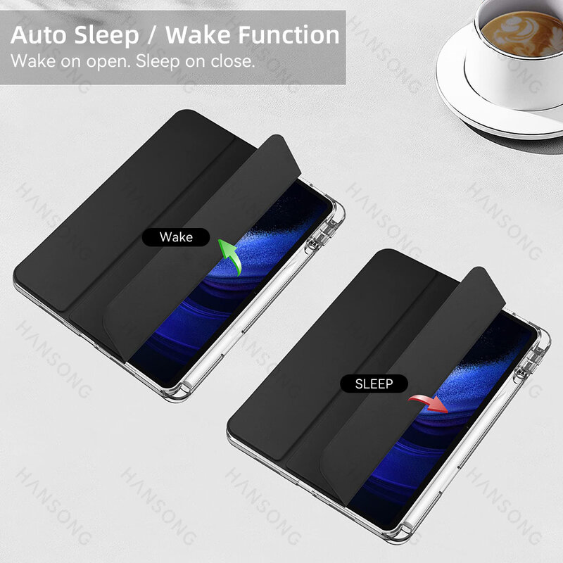 Capa Transparente com Capa Awake e Sleep, Capa para Xiaomi Mi Pad 5 e 5 Pro, 11 in, 6 e 6 Pro
