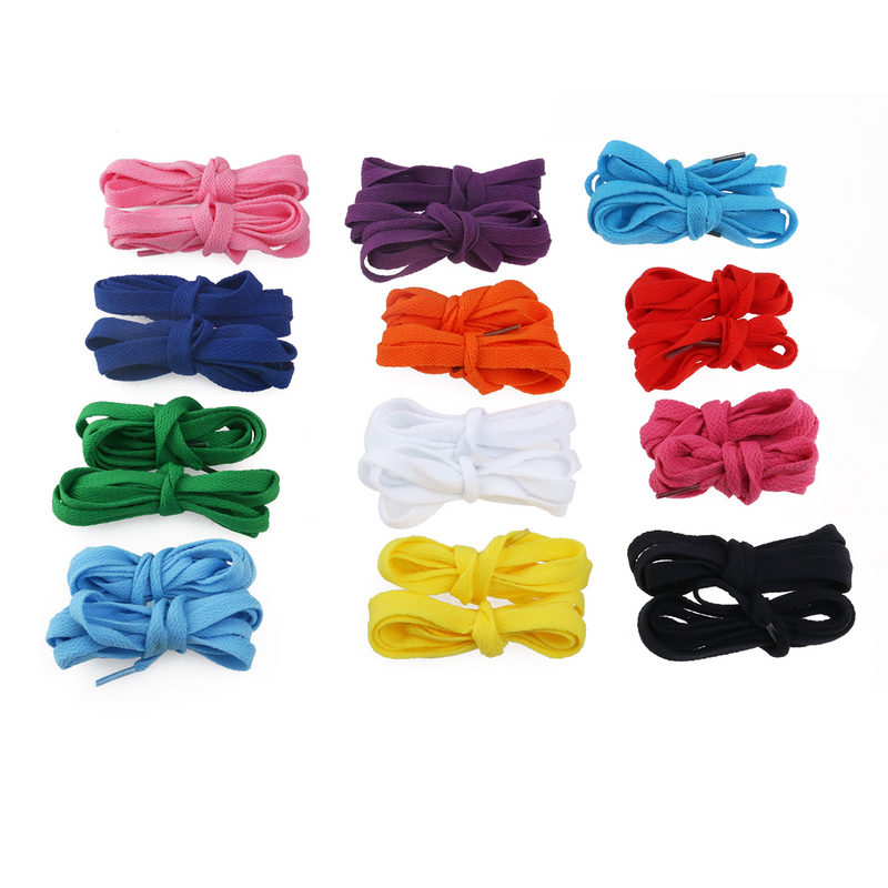 Cordones planos de colores para zapatos, cordones de arcoíris para zapatillas y patines, 12 pares