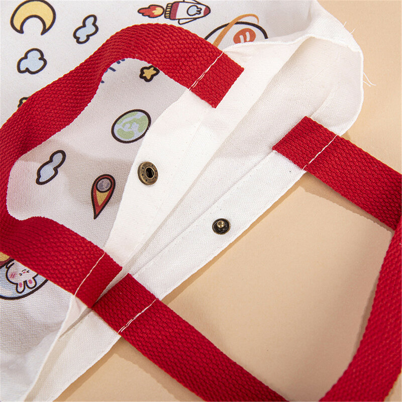 Bolso de hombro de lona pequeño para mujer, bolso de mano de dibujos animados japoneses, bolso de almuerzo de gran capacidad, bolso de compras para estudiantes