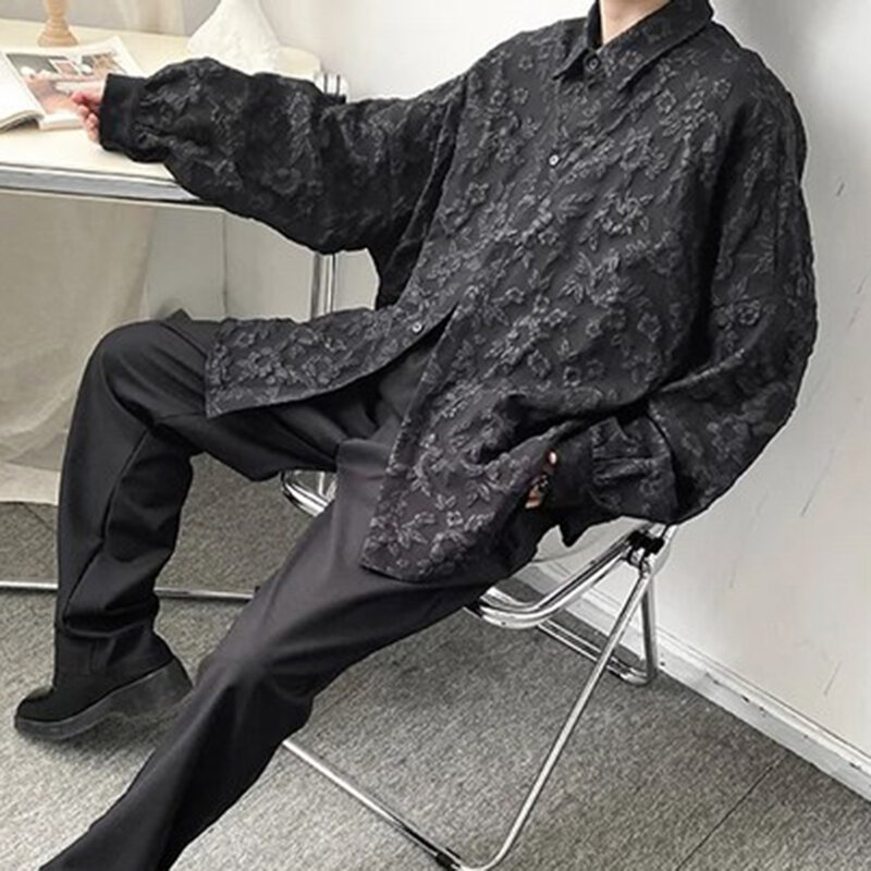 Camisa vintage respirável masculina, estilo japonês, lazer, solta, secagem rápida, monocromática, férias, férias
