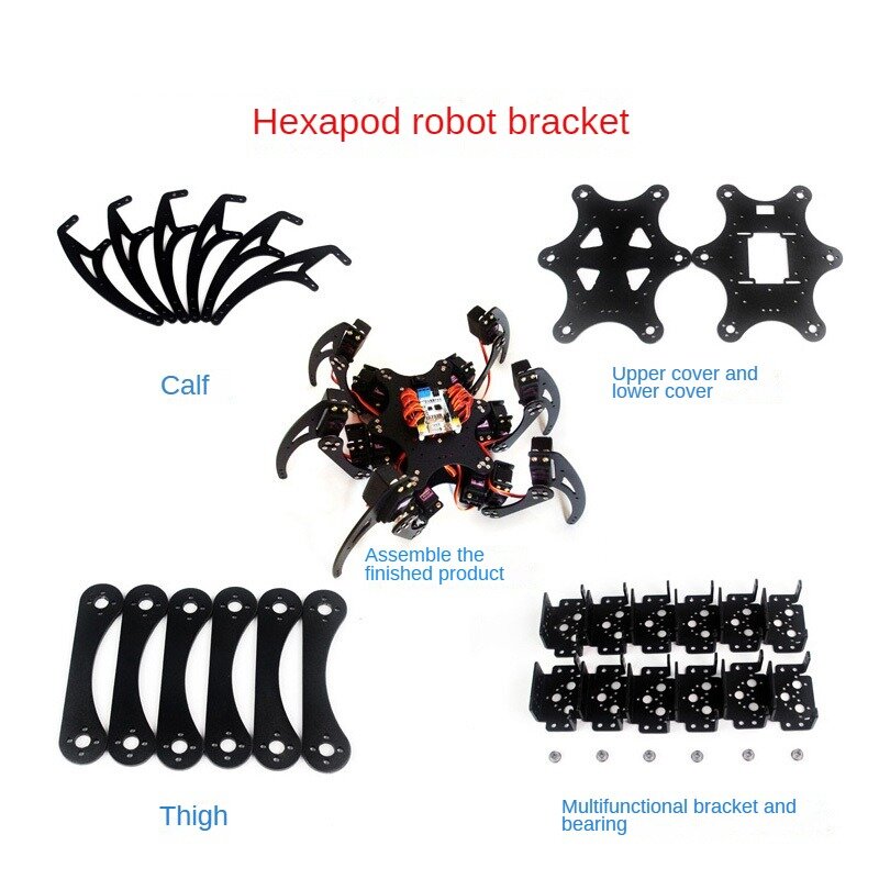 Estrutura metálica Suporte de Aranha para Robô Arduino, 6 Pernas Hexapod Robótico, Kit DIY, Peças Programáveis, 18 DOF
