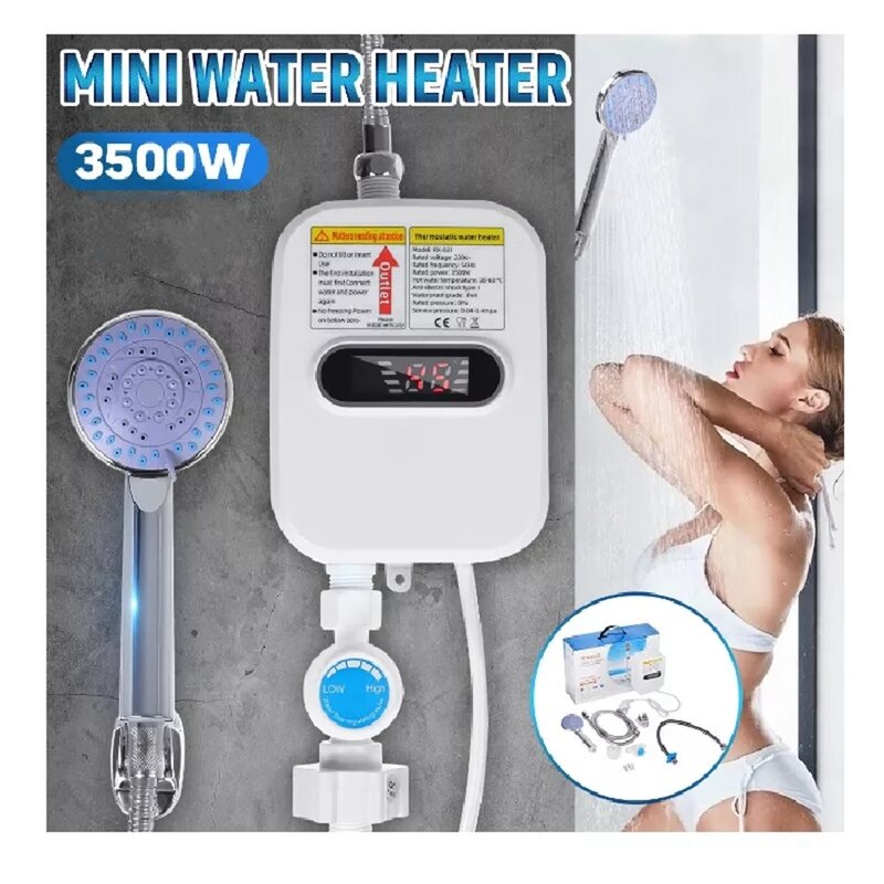 3500W Electric Thankless Instant Hot Water Heater 110V Bathroom Faucet Tap Heating 3 Seconds Instant Heating US Plug