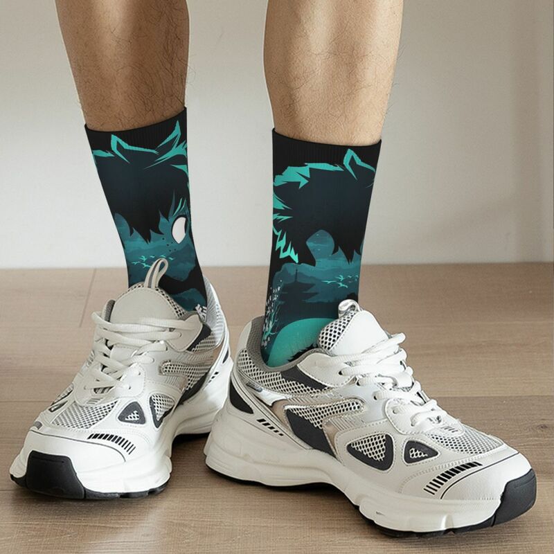Носки компрессионные мужские в стиле хип-хоп, винтажные сумасшедшие носки Izuku Midoriya в стиле унисекс, с принтом в стиле Харадзюку