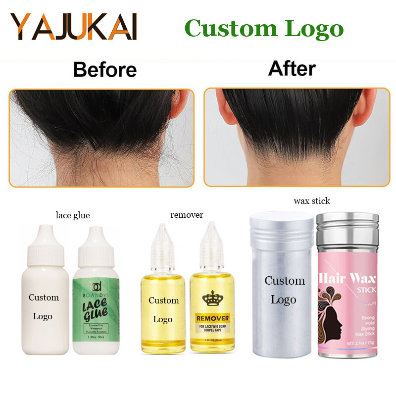 5Pcs Custom Brand/Logo 38ml Strong White Glue For Hair Extensions Hair Wax Stick For Edge Control Lace Front Glue And Remover