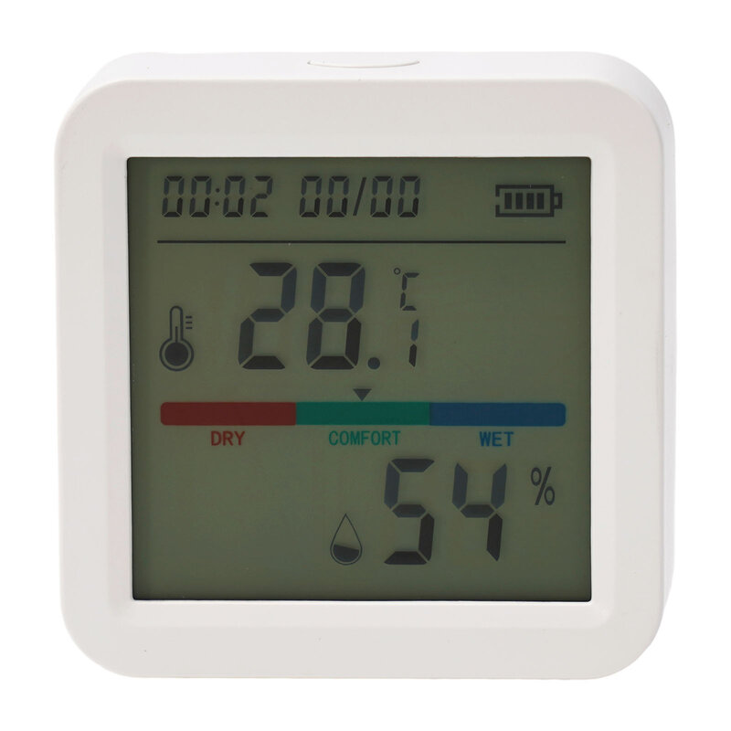 Sensor temperatur dan kelembapan WiFi cerdas dengan Sensor temperatur dan kelembapan WiFi pintar dengan tampilan LCD Tuya dalam ruangan