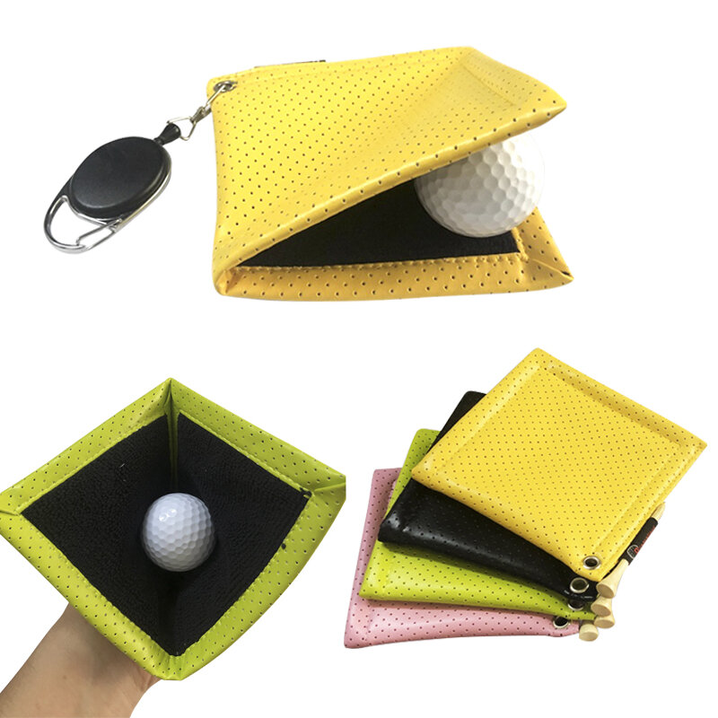 Herramientas de limpieza de toallas de Golf para pelota, Mini w, gancho o hebilla de senderismo, superficie retráctil de PU impermeable, limpiador portátil para palos de Golf