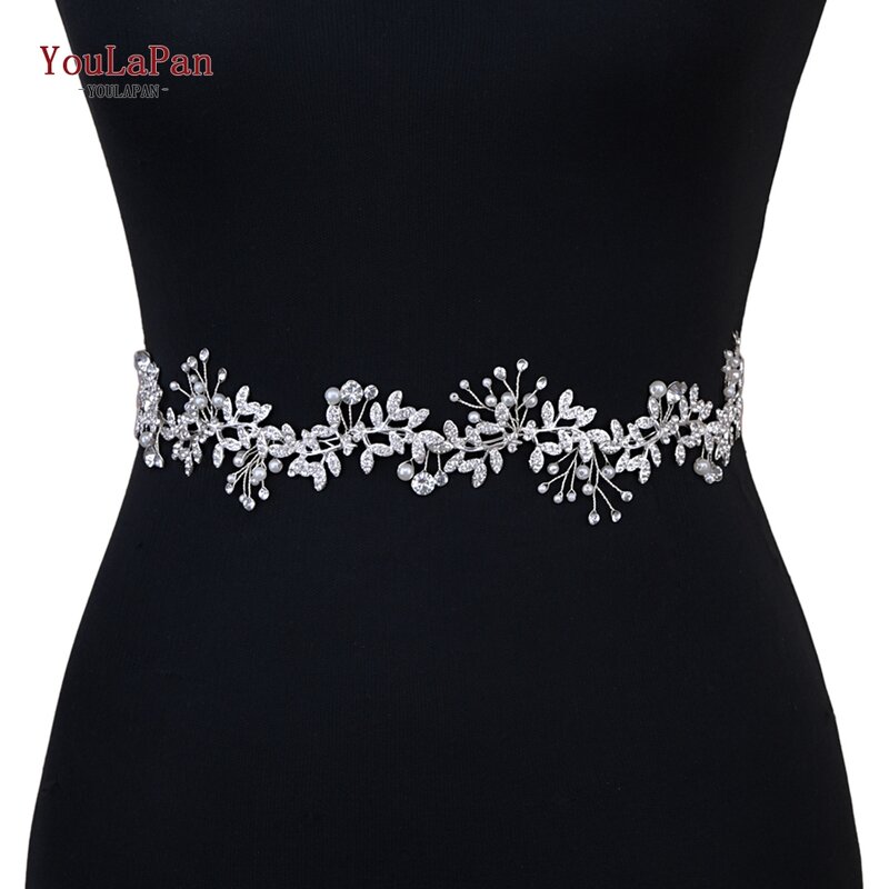 YouLaPan-cinturón con diamantes de imitación para vestido de novia, cinturón de aleación de hojas, cinturones nupciales, bata de noche, cinturón, accesorios de boda, SH233