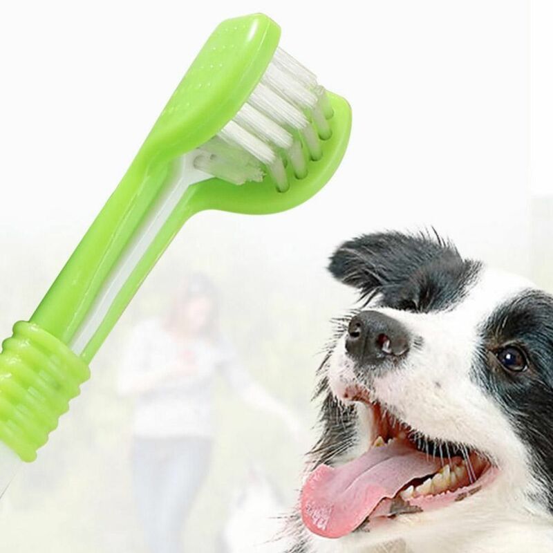 Plastikowa trzygłowikowa szczoteczka do zębów dla zwierząt nowa dla małych psów miękka szczoteczka do zębów z włosia trójgłowica pielęgnacja jamy ustnej do czyszczenia nylonowych szczoteczka do zębów dla zwierząt domowych