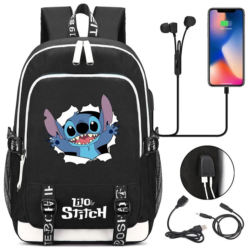 MINISO Stitch mochila Anime Cosplay Unisex estudiantes Bolsa Escolar de dibujos animados Bookbag Laptop mochila de viaje al aire libre