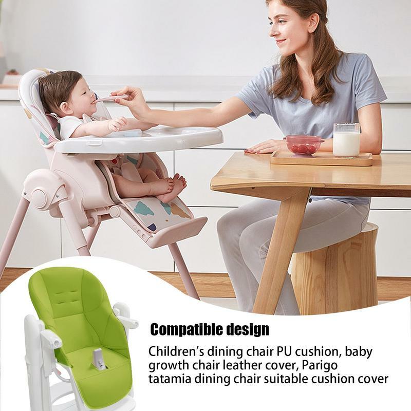 Cojín de repuesto para silla de comedor para niños, fácil de instalar, suave, resistente al desgaste, cuero PU y esponja, funda alta