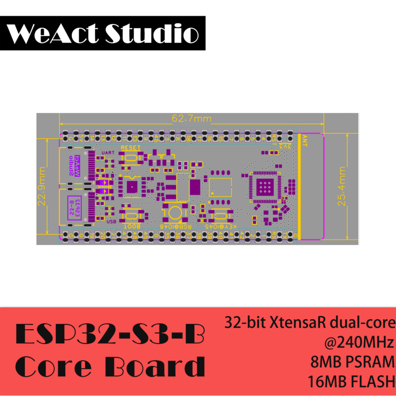 Placa de desarrollo de malla BLE 5,0 compatible con Bluetooth, WiFi, ESP32-S3-N16R8, ESP32S3, módulo inalámbrico, Micropython