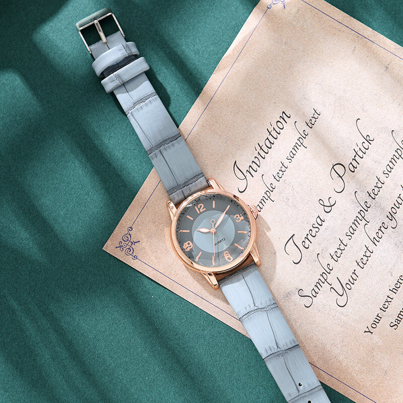 ساعة كوارتز عصرية عالية الجودة من الجلد مزدوجة اللون ساعة كوارتز من الأفضل اختيار زوجة صديق كهدية