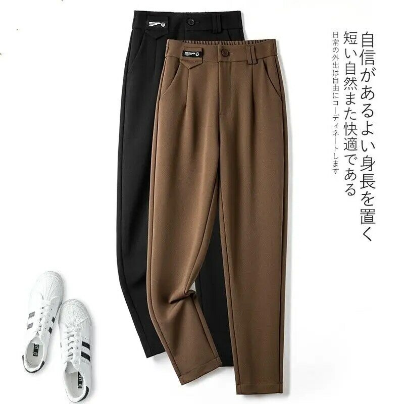 2023 nuove donne primavera autunno coreano solido a vita alta abiti dritti pantaloni moda donna Casual pantaloni lunghi larghi X109