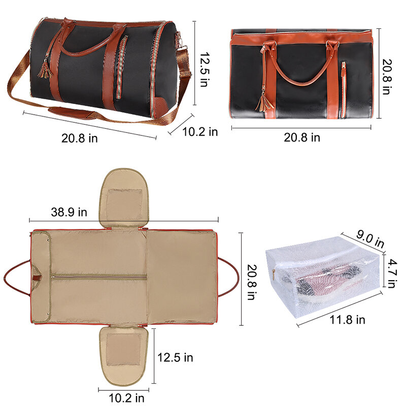 2024 Fashion Large PU Folding Suit Storage Bag donna borsa da viaggio ad alta capacità Travel Sport Outdoor Multi Function Organizer