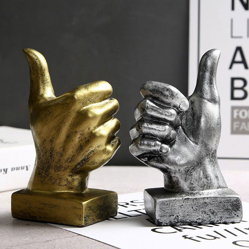 Escultura de resina moderna con gesto de mano, estatua de figurita ornamental, arreglo de dedos, decoración de cafetería y hogar, accesorios de Adorno