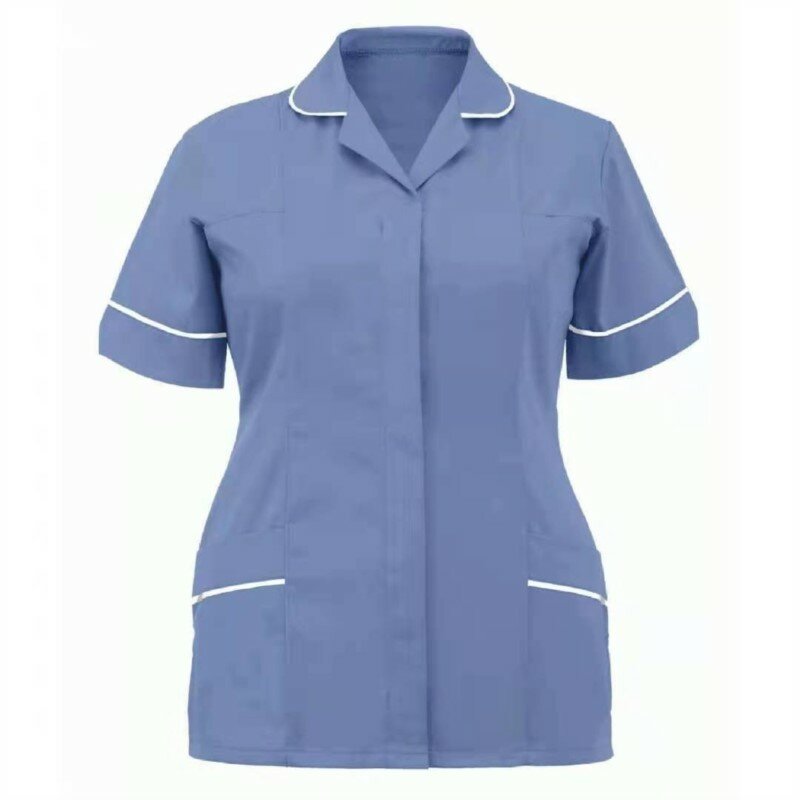 Verpleegkundige Uniform Chirurgie T-Shirt Tops Werken Uniformen Dames Effen Color Werkkleding V Hals Groot Formaat Verpleegkundige Scrubs Blouse Arts