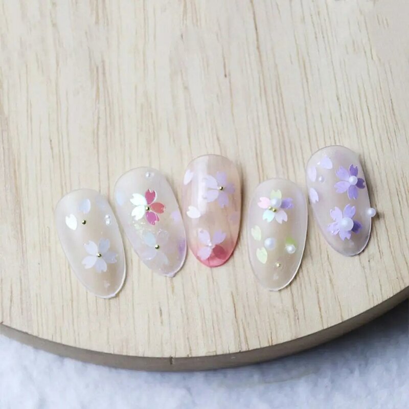 10กรัม/ถุงเชอร์รี่กลีบดอกไม้เล็บเล็บ Glitter สีสัน Cherry Blossoms 3D เล็บการตกแต่งศิลปะ