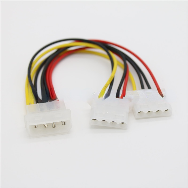 Adaptor Kabel Power Splitter 4 Pin Molex Male Power Ke 2x IDE 4 Pin Female Y Splitter Extension Adapter Connector Cable 20Cm