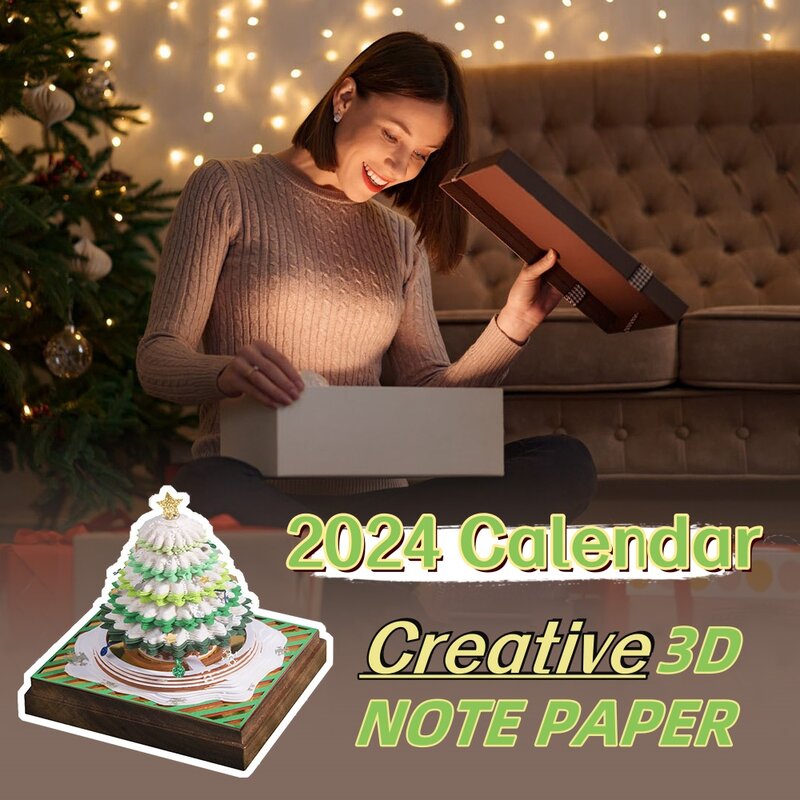 Árbol de Navidad 3D, libro de notas tridimensional, decoración de tallado de papel, calendario de cumpleaños, casa del árbol, Bloc de notas de oficina, Nota de regalo