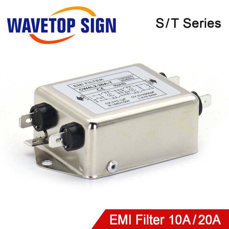 WaveTopSign Power EMI Filter CW4L2-10A-T/S CW4L2-20A-T/S Single Phase AC 115V / 250V 20A 50/60HZ Free Shipping