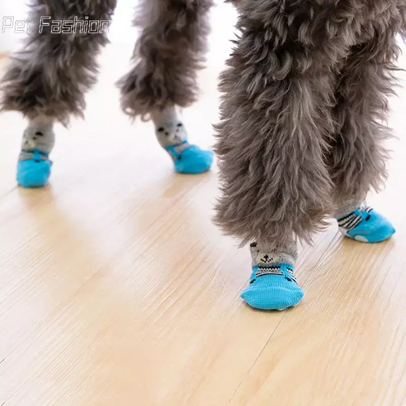 4Pcs สัตว์เลี้ยงสุนัขน่ารักถุงเท้าพิมพ์ Anti-Slip แมวลูกสุนัขรองเท้า Paw Protector ผลิตภัณฑ์สำหรับสายพันธุ์ขนาดเล็ก spitz York สุนัขพันธุ์ชิวาวา