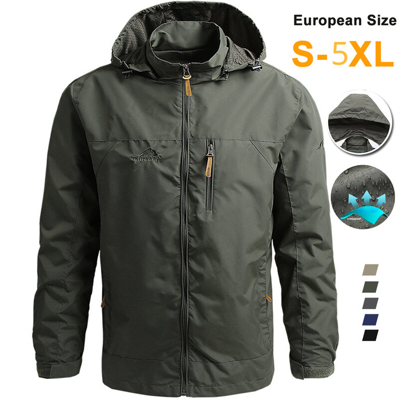 Cortavientos táctico para hombre, chaqueta impermeable con capucha para exteriores, abrigo deportivo militar, talla europea, S-7XL, escalada de campo, prendas de vestir finas
