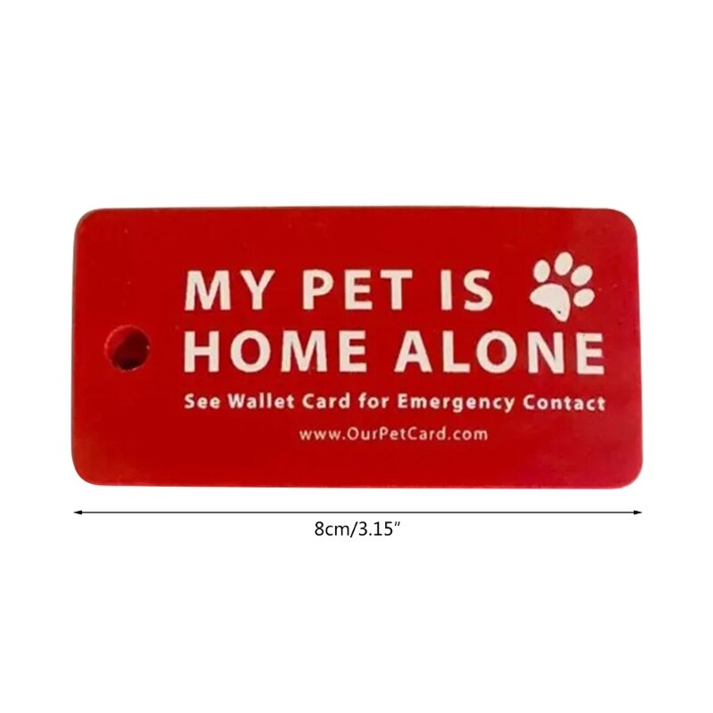 Y1UB 쓰기 가능한 애완동물 비상 지갑 카드 태그 애완동물은 집에 혼자 있습니다 경고 태그 키체인