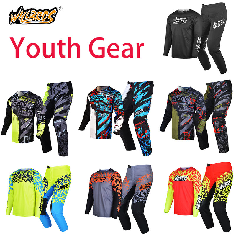 Willbros-Maillot et pantalon de motocross pour jeunes enfants, ChlorMX, BMX, RL, MTB, UTV, Mountain Bike, Imaging, Off-Road Gear Set, D343