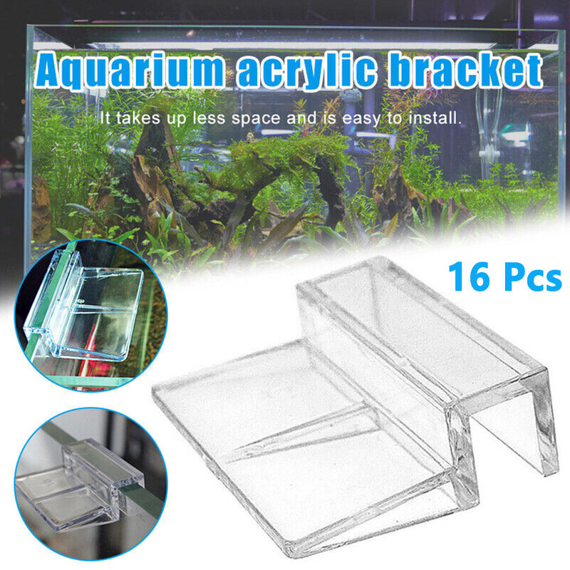 Réinitialisation de support de couvercle d'aquarium transparent en acrylique pour couvercles en verre, pince de support rapide, précieux poisson, 6mm, 8mm, 10mm, 16 pièces