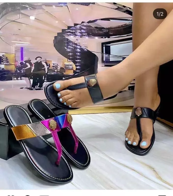 Sandal wanita Flip-flop 2023 mode Eropa dan Amerika sandal wanita sepatu kasual merek desainer mewah Flip flop Kurt G
