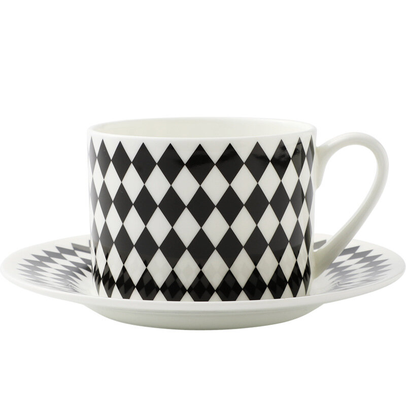 Nordic Simple Style Black And White Ceramic Mug Creative Polka Dot Striped Coffee Tea Cup Stackable Office Water Cup