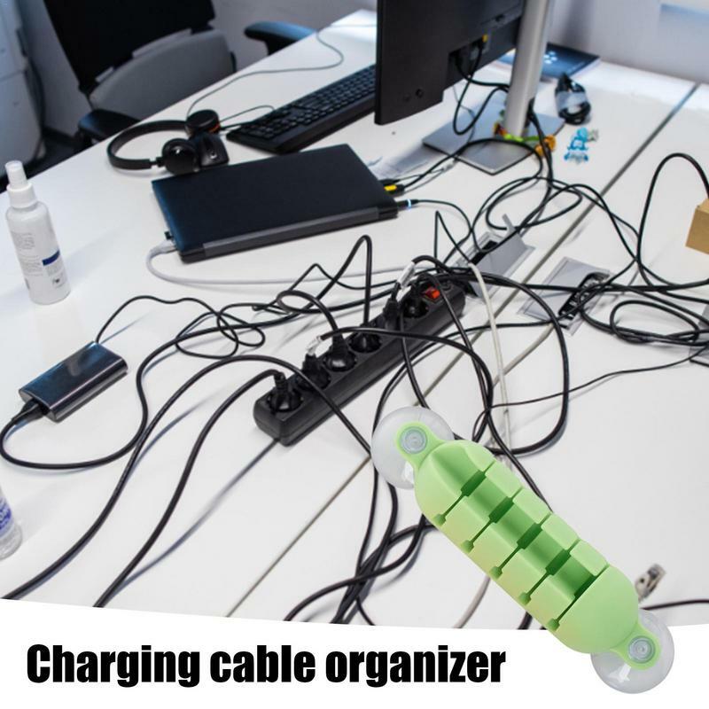 Organizador de Cables de carga, organizador de cables de silicona, Clips adhesivos traseros, enrollador de cables multifuncional para Audio de Cable de ordenador
