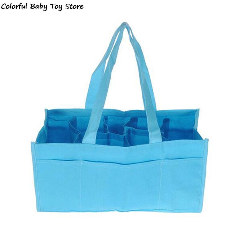 Bolsa de mano multifunción portátil para mamás, bolso de almacenamiento de pañales para biberón, ecológico, no tejido, 7 bolsas separadas, novedad