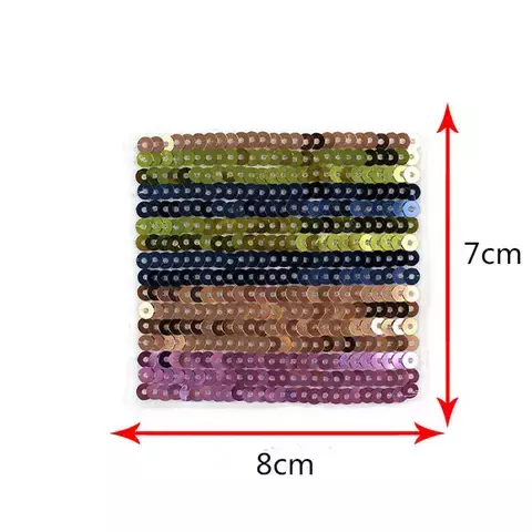 Sequined Patch Square Shape Colorful Stripes Size L/S Iron Sew On T-shirt Hoodie Coat Jeans Bag Hat DIY Deco 1PC