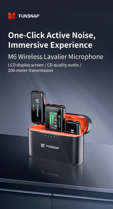 Funsnap M6 Wireless Laval ier Mikrofon mit Rausch unterdrückung Audio-Video-Aufnahme für iPhone Vlog Live-Streaming-Kamera Mikrofon