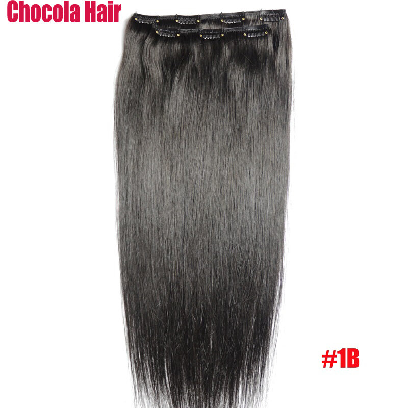 Chocala-extensiones de cabello humano brasileño Remy, Juego de 2 piezas, 16 "-28", 120g
